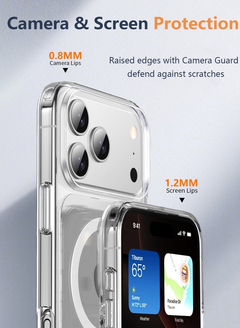 iPhone 17 Pro Case, Compatible with MagSafe, Anti-Yellowing and Anti-Scratch, Rugged Shockproof Protective Bumper Transparent Cases Cover for iPhone 17 Pro, Clear - Image 5
