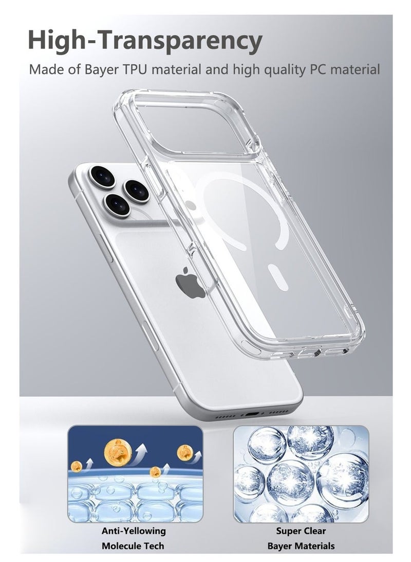 iPhone 17 Pro Case, Compatible with MagSafe, Anti-Yellowing and Anti-Scratch, Rugged Shockproof Protective Bumper Transparent Cases Cover for iPhone 17 Pro, Clear - Image 4