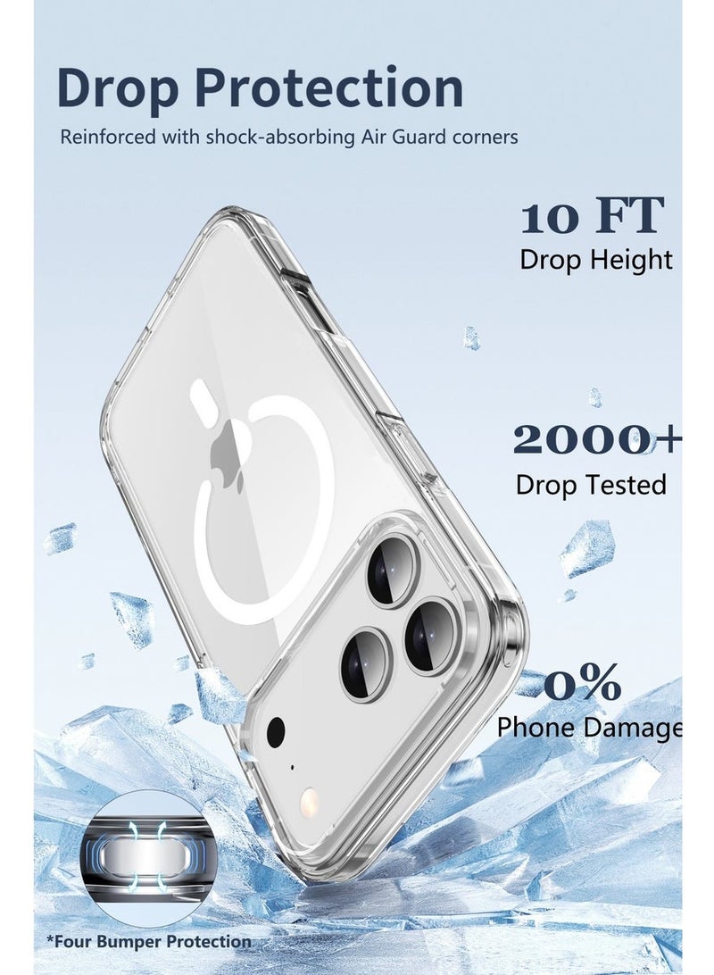 iPhone 17 Pro Case, Compatible with MagSafe, Anti-Yellowing and Anti-Scratch, Rugged Shockproof Protective Bumper Transparent Cases Cover for iPhone 17 Pro, Clear - Image 2