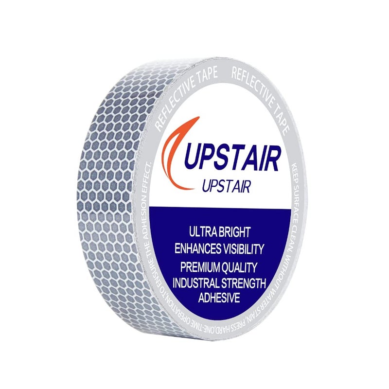 Upstair 1in x 5yds High-Intensity Reflective Tape for Vehicles Bikes Clothes Helmets Mailboxes,Silver & White (1‘’x15’) - Image 1
