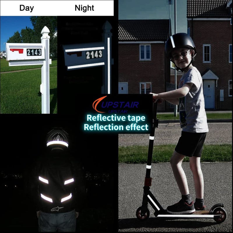 Upstair 1in x 5yds High-Intensity Reflective Tape for Vehicles Bikes Clothes Helmets Mailboxes,Silver & White (1‘’x15’) - Image 4