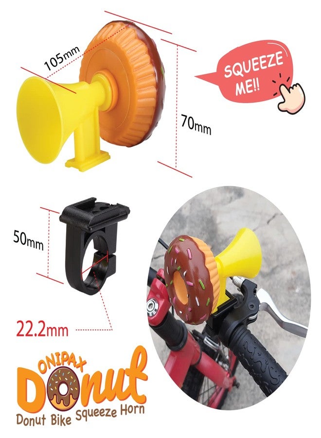 ONIPAX Donut Bike Squeeze Horn, Soft Rubber Handlebar Mount Cute Bicycle Honk for Kids, Boys, Girls and Toddlers, Pink & Brown - Image 3