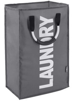 Excefore 40L Collapsible Laundry Basket, Freestanding Tall Clothes Hamper, Foldable Hamper Basket Bags, Suitable for Bedroom, Bathroom, Laundry Room (Dark Grey)  - Image 1