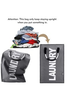 Excefore 40L Collapsible Laundry Basket, Freestanding Tall Clothes Hamper, Foldable Hamper Basket Bags, Suitable for Bedroom, Bathroom, Laundry Room (Dark Grey)  - Image 5