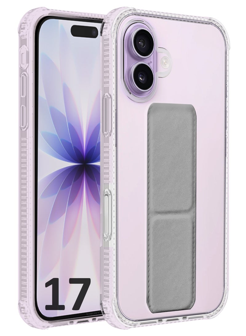 CATANES Finger Grip Clear Case Cover for iPhone 17- Kickstand Car Magnetic Holder Multi-function Protective Two-in-one Case - Grey - Image 1