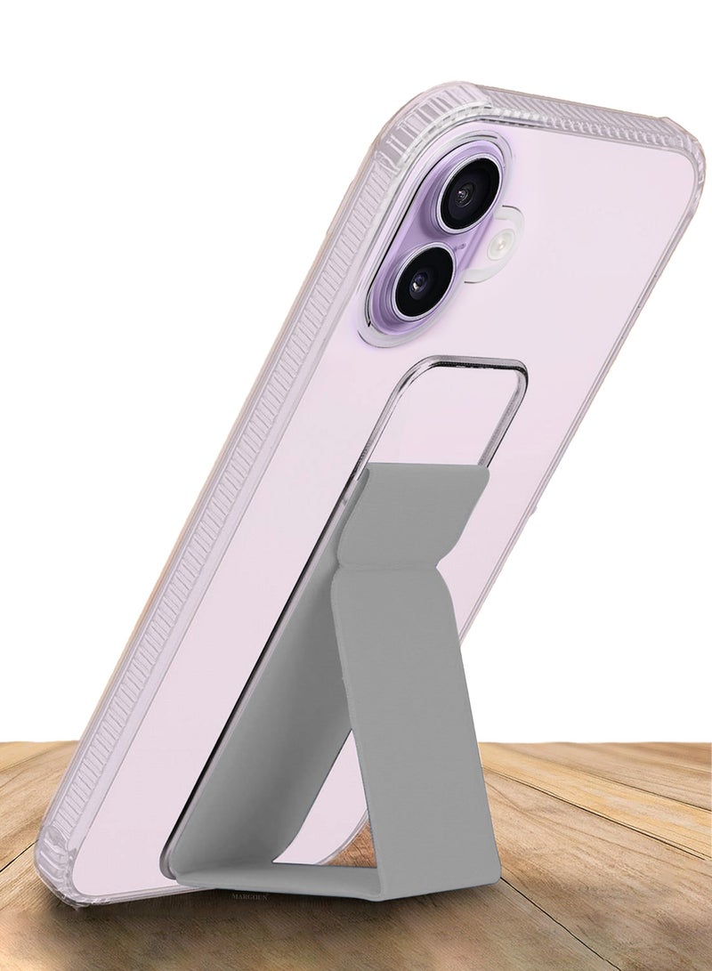 CATANES Finger Grip Clear Case Cover for iPhone 17- Kickstand Car Magnetic Holder Multi-function Protective Two-in-one Case - Grey - Image 3