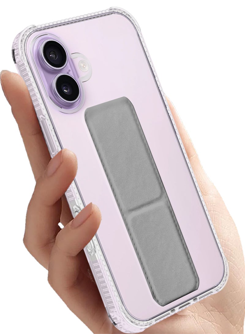 CATANES Finger Grip Clear Case Cover for iPhone 17- Kickstand Car Magnetic Holder Multi-function Protective Two-in-one Case - Grey - Image 2