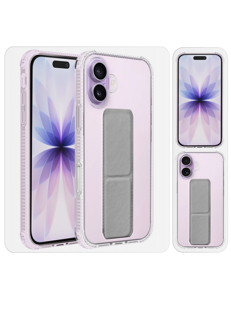 CATANES Finger Grip Clear Case Cover for iPhone 17- Kickstand Car Magnetic Holder Multi-function Protective Two-in-one Case - Grey - Image 5