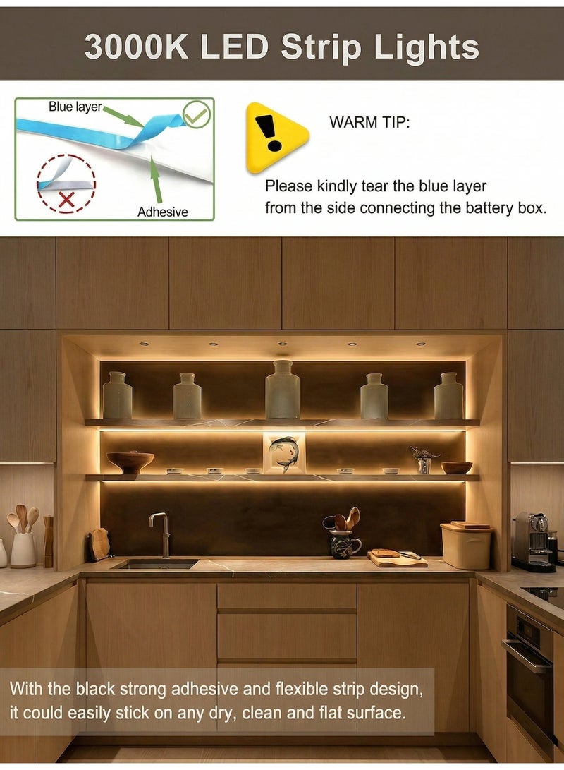 Reelyo USB COB LED Strip Lights Warm White 5V 5M Flexible Super Bright LED Tape Lights USB Powered LED Strip Kit for TV Backlight Bedroom Kitchen Vanity Mirror Home Cabinet Boat Lighting Decor - Image 3