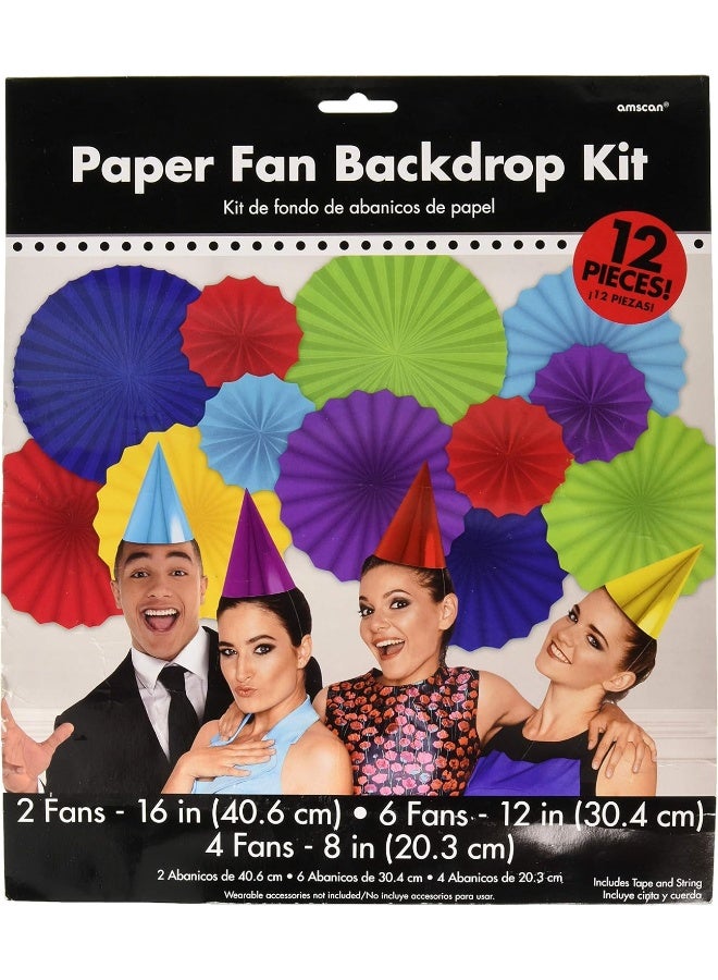 Amscan Photo Booth Paper Fan Decorating Kit 12pcs
