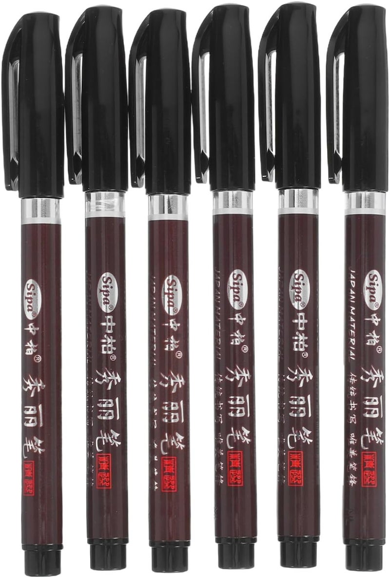 DOITOOL 6pcs Refillable Ink Brush Pen for Calligraphy and Painting Chinese Japanese Sumi Style Writing Tools for Art Lettering and Signature for Skill Development and Versatile Application - Image 1