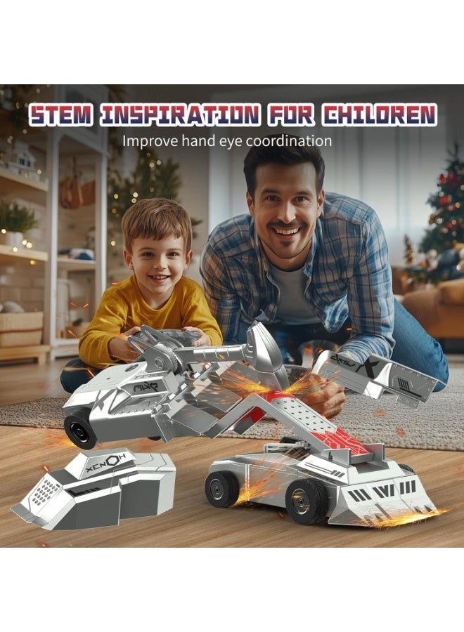 NIUB 2 PCS Remote Control Battle Robots, 2-Player Fighting Toys for Kids, Wireless Fighting Robots Toys, 2.4 GHz Wireless Game Set Birthday Gifts for Boys and Girls Age 3+ (Grey) - Image 5