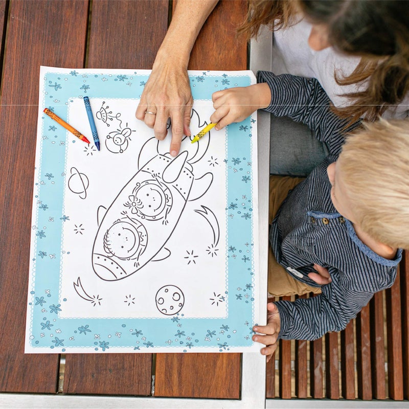 J.L. Childress ColorMe Disposable Placemats - Stick on Disposable Placemats for Baby, Toddlers, & Kids, Travel Coloring Activities, Sticky Child Table Mat - 24 Pack - Image 5