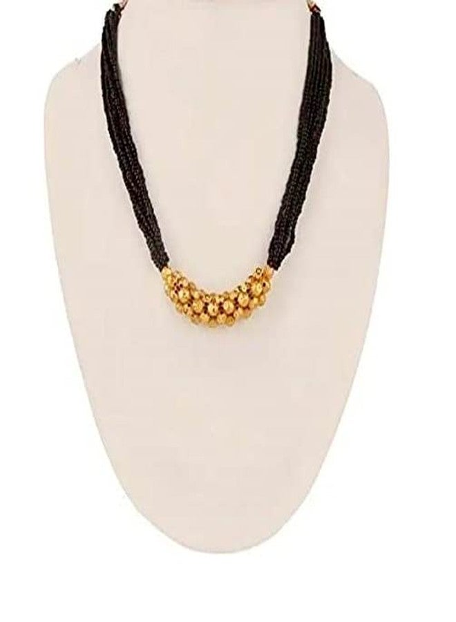 VAMA fashions Traditional Ethnic Maharashtrian Jewellery Kolhapuri Saaj Mangalsutra Thushi Necklace Set For Women (black beads mangalsutra for women) - Image 2