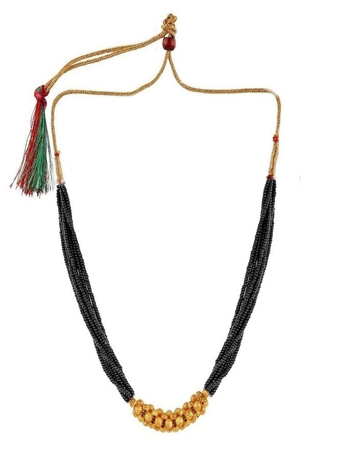 VAMA fashions Traditional Ethnic Maharashtrian Jewellery Kolhapuri Saaj Mangalsutra Thushi Necklace Set For Women (black beads mangalsutra for women) - Image 4