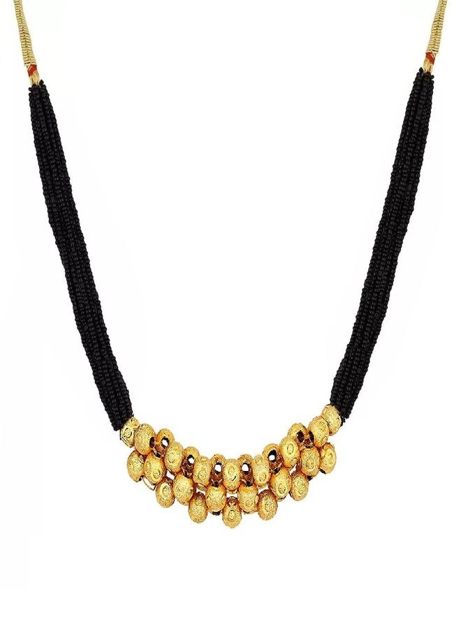 VAMA fashions Traditional Ethnic Maharashtrian Jewellery Kolhapuri Saaj Mangalsutra Thushi Necklace Set For Women (black beads mangalsutra for women) - Image 3