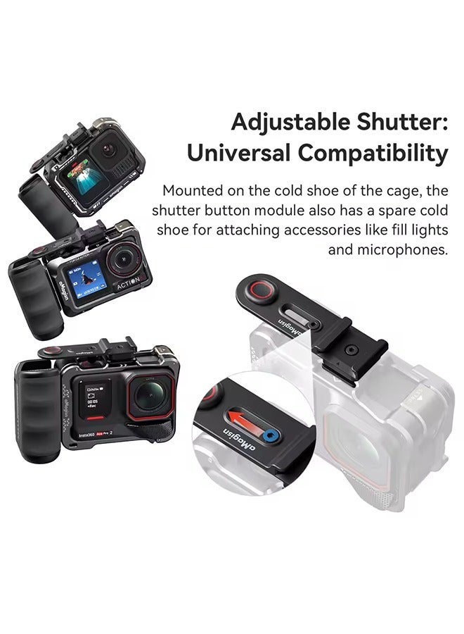 aMagisn مجموعة قبضة aMagisn Xplorer لجهاز Insta360 Ace Series مع مقبض سريع التحرير + زر الغالق لجهاز Insta 360 Ace AcePro AcePro2 - Image 3