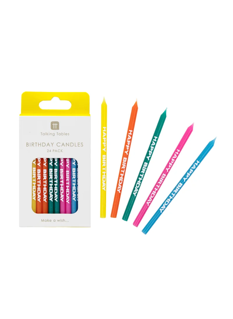 Talking Tables Multi-Coloured Happy Birthday Candles - 24pack