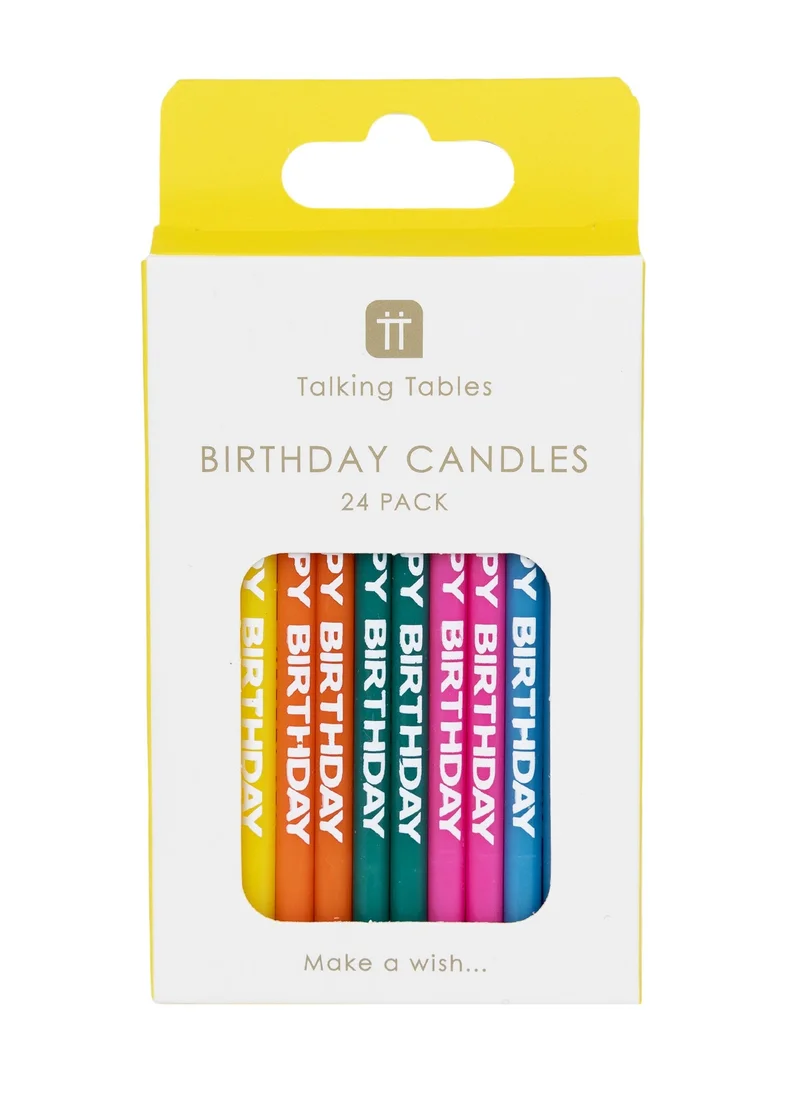 Talking Tables Multi-Coloured Happy Birthday Candles - 24pack