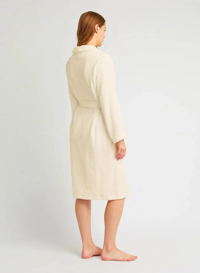 1Chase Shawl Collar Bathrobe for Adults – Vanilla Off-White (S/M) | Luxury Cotton Hotel &amp; Spa Robe, Ultra Soft &amp; Absorbent