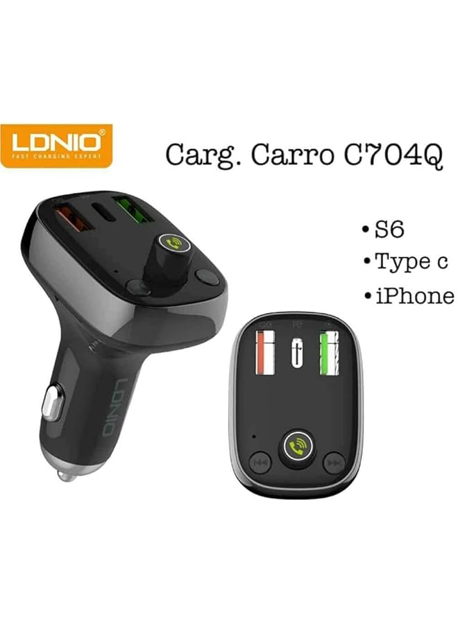 LDNIO C704Q Universal Bluetooth Fm Transmitter And Car Charger Pd/Qc4 + Usb Type-C Cable - Image 4