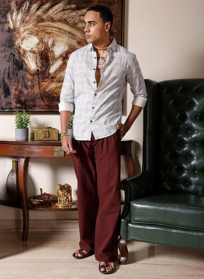 The Indian Garage Co The Indian Garage Co Men Slim Fit Tile Print Resortwear Shirt