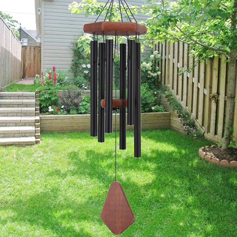 Howarmer Small Wind Chimes for Outside, Wind Chimes Outdoor Tuned Soothing Melody, Wind Chime for Mom/Housewarming, Black WindChimes Outdoors Decoration. - Image 1