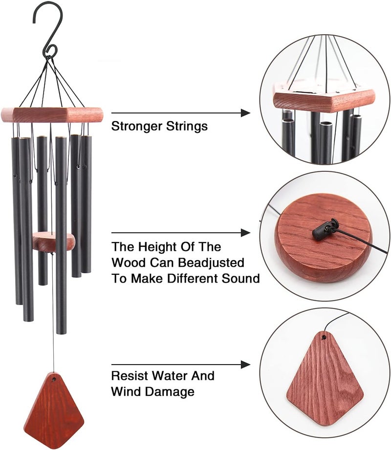 Howarmer Small Wind Chimes for Outside, Wind Chimes Outdoor Tuned Soothing Melody, Wind Chime for Mom/Housewarming, Black WindChimes Outdoors Decoration. - Image 3