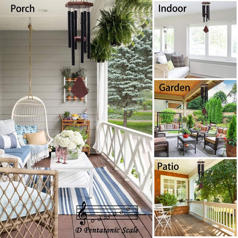 Howarmer Small Wind Chimes for Outside, Wind Chimes Outdoor Tuned Soothing Melody, Wind Chime for Mom/Housewarming, Black WindChimes Outdoors Decoration. - Image 4