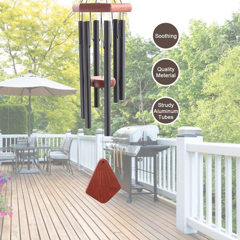 Howarmer Small Wind Chimes for Outside, Wind Chimes Outdoor Tuned Soothing Melody, Wind Chime for Mom/Housewarming, Black WindChimes Outdoors Decoration. - Image 5