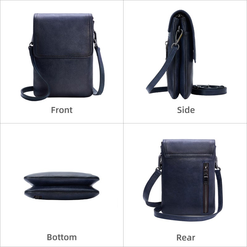 Iswee Leather Small Crossbody Bags for Women Purses and Handbags Cell Phone Purse with RFID Blocking Card Slots and Adjustable Crossbody Strap(Navy Blue) - Image 5