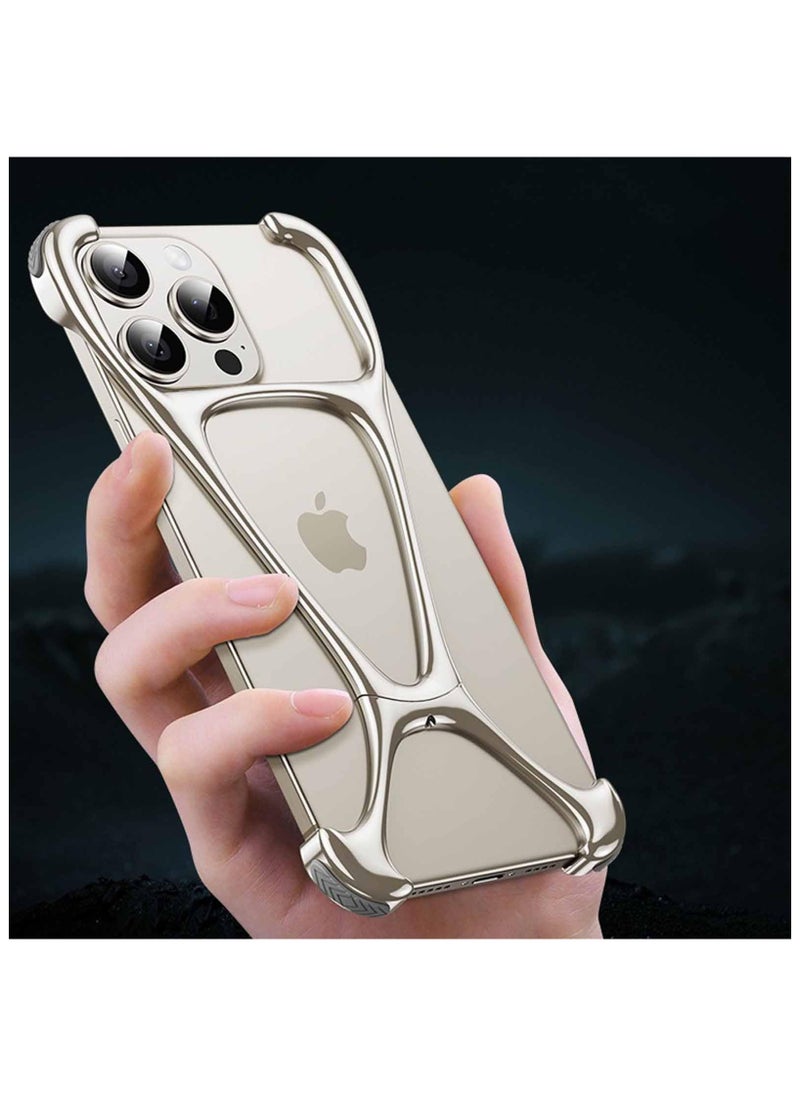SYOSI - Case Fit for iPhone 15 Pro Max/15 Pro/15, Minimalist Metal Frameless, Cool Design Luxury Airbag Shockproof, Lightweight Heat Dissipation Anti-Scratch Slim, Naked Feel Phone Case,Titanium - Image 1