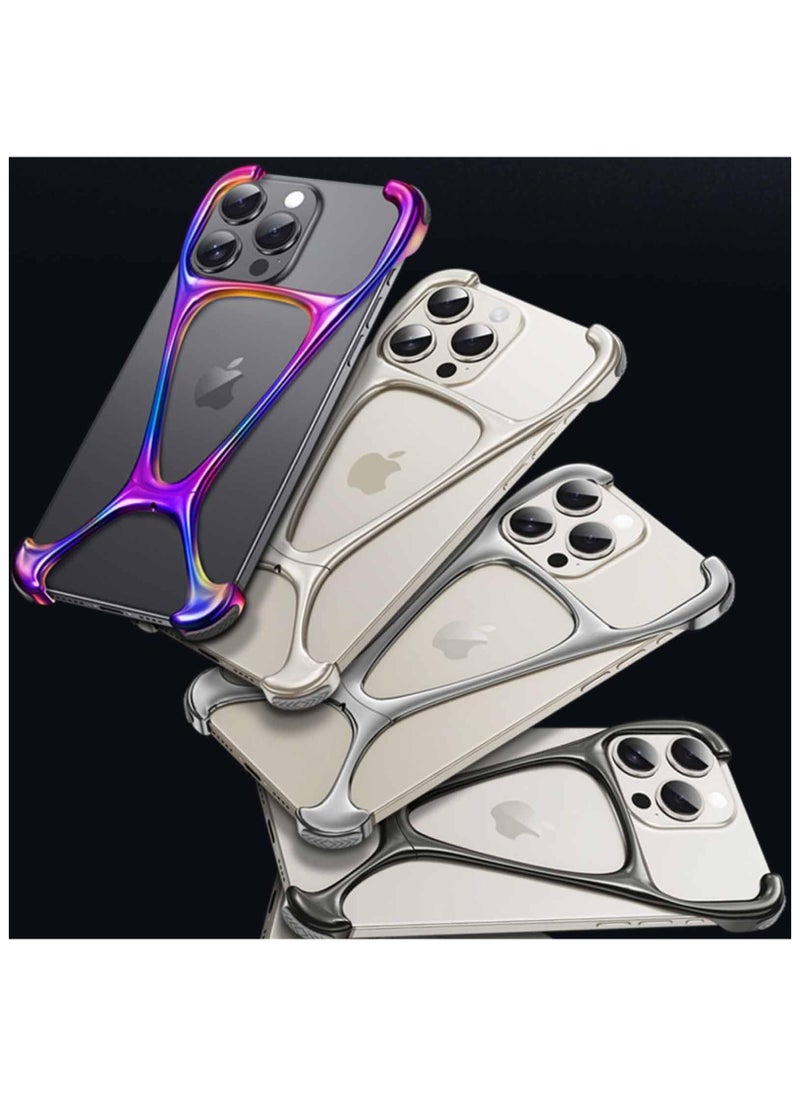 SYOSI - Case Fit for iPhone 15 Pro Max/15 Pro/15, Minimalist Metal Frameless, Cool Design Luxury Airbag Shockproof, Lightweight Heat Dissipation Anti-Scratch Slim, Naked Feel Phone Case,Titanium - Image 1