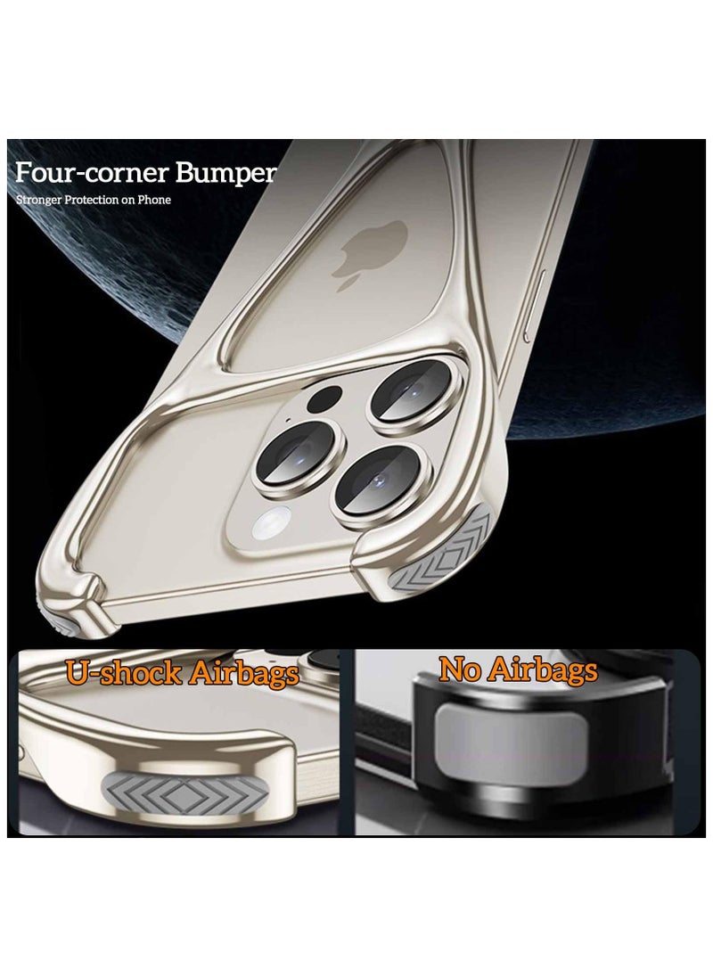 SYOSI - Case Fit for iPhone 15 Pro Max/15 Pro/15, Minimalist Metal Frameless, Cool Design Luxury Airbag Shockproof, Lightweight Heat Dissipation Anti-Scratch Slim, Naked Feel Phone Case,Titanium - Image 1