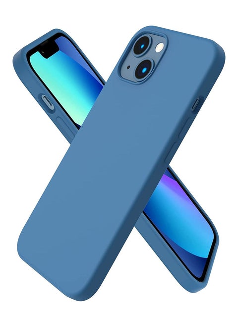 iPhone 13 Case Silicone Protective Cover Blue Soft Liquid Gel Rubber Cover Anti-Scratch Anti-Fingerprint Anti-Drop