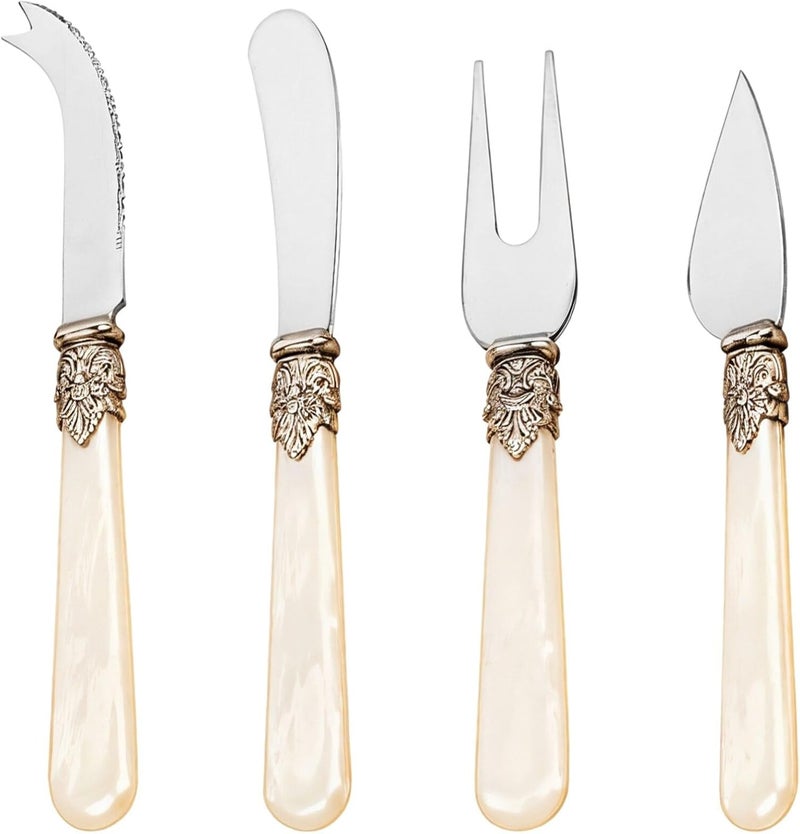 4-Piece Set Knife Cheese Steel Stainless - Elegant And Comfortable Handles With Set Knife For Cutting Pizza And Cheese Effortless - Use Party And Home For Ideal - Image 1