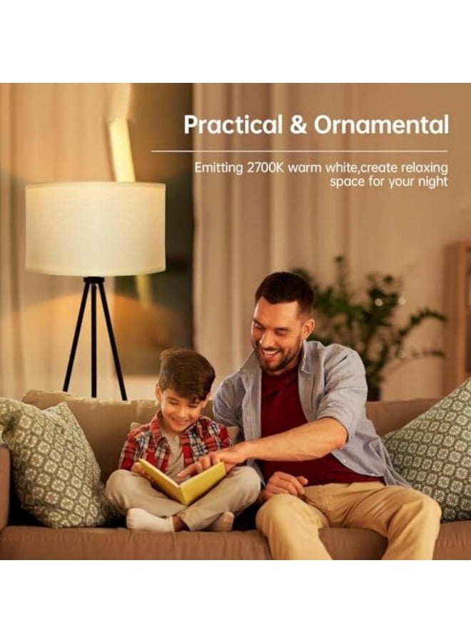 جيجيرو مصباح أرضي لغرفة المعيشة وغرفة النوم مع لمبة LED بـ 3 درجات حرارة ملونة، مصباح عمودي بجانب السرير، مصباح طاولة على الحائط، مصباح طاولة للأريكة، إضاءة محيطة مع غطاء مصباح من الكتان، أسود 63 × 16.5 بوصة - Image 5