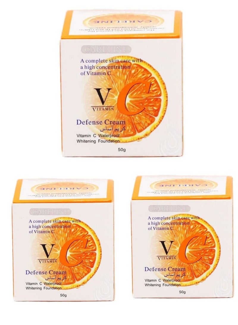 Careline 3 Pieces of Vitamin C Waterproof Whitening Foundation - 50 gm - Image 1