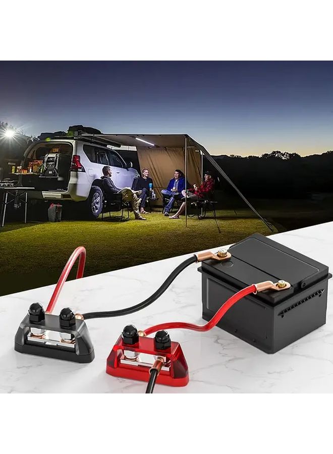 Dual Stud Bus Bar 12V 250A Power Distribution Block M10 Red Black Battery Connector - Image 5