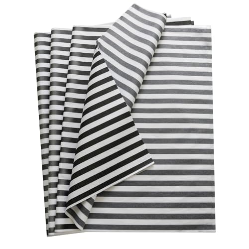 Bobobag 50 Sheets Full Size Gift Wrapping Black Tissue Paper Bulk for Gift Bags Weddings Birthday Showers Arts Craft Party Decoration Black Stripe 20X 28 - Image 2