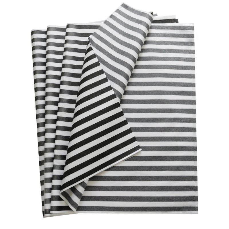 Bobobag 50 Sheets Full Size Gift Wrapping Black Tissue Paper Bulk for Gift Bags Weddings Birthday Showers Arts Craft Party Decoration Black Stripe 20X 28 - Image 3