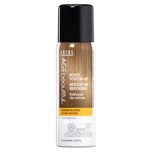 AGE beautiful Root Touch Up Hair Color Spray | Touch-Up Gray Concealer | Temporary Cover Up | Adds Volume & Covers Thinning Patches | Water, Sweat, Stain Resistant | Medium Blonde | 2 Fl Oz - Image 1