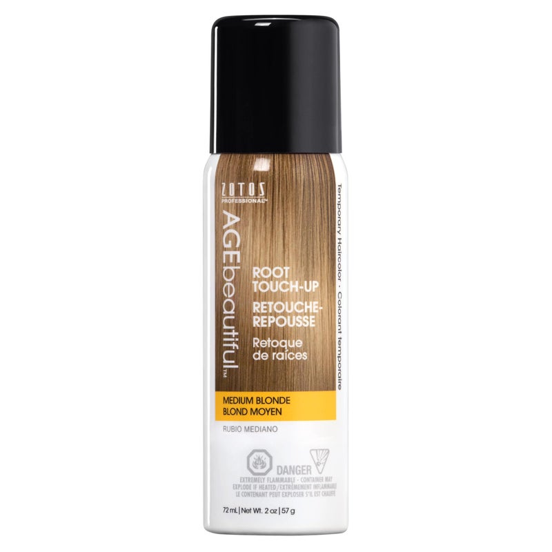 AGE beautiful Root Touch Up Hair Color Spray | Touch-Up Gray Concealer | Temporary Cover Up | Adds Volume & Covers Thinning Patches | Water, Sweat, Stain Resistant | Medium Blonde | 2 Fl Oz - Image 2