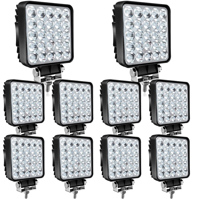 SAN YOUNG LED Work Lights for Truck Tractor, 4 Inch Square LED Light Pods 75W 7000lm Cube Waterproof LED Off-Road Light Bar for Car Boat ATV UTV RV Golf Cart Lawn Mower 12V 24V, 10Pack - Image 1