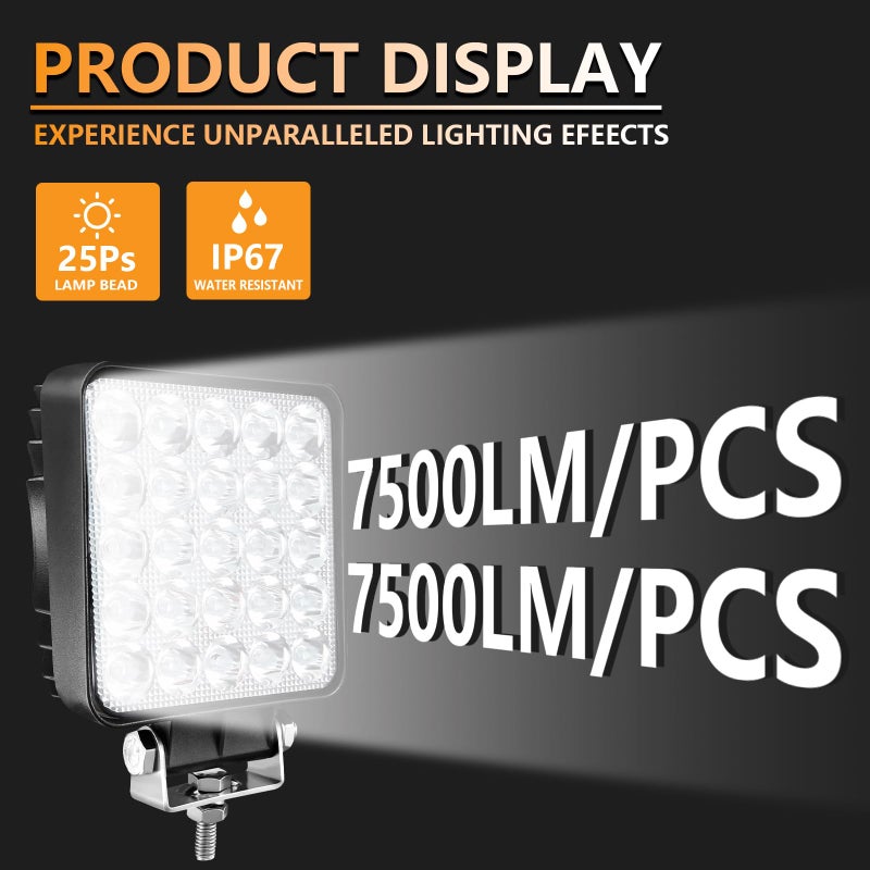 SAN YOUNG LED Work Lights for Truck Tractor, 4 Inch Square LED Light Pods 75W 7000lm Cube Waterproof LED Off-Road Light Bar for Car Boat ATV UTV RV Golf Cart Lawn Mower 12V 24V, 10Pack - Image 3