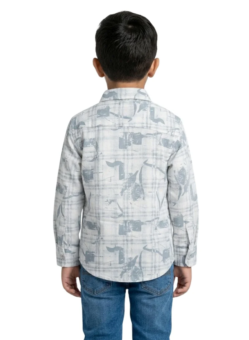 babyqlo Boys Light Blue Printed Casual Shirt