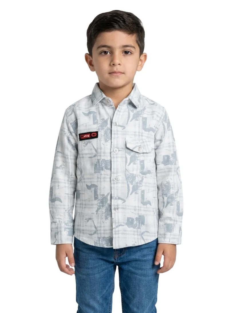 babyqlo Boys Light Blue Printed Casual Shirt