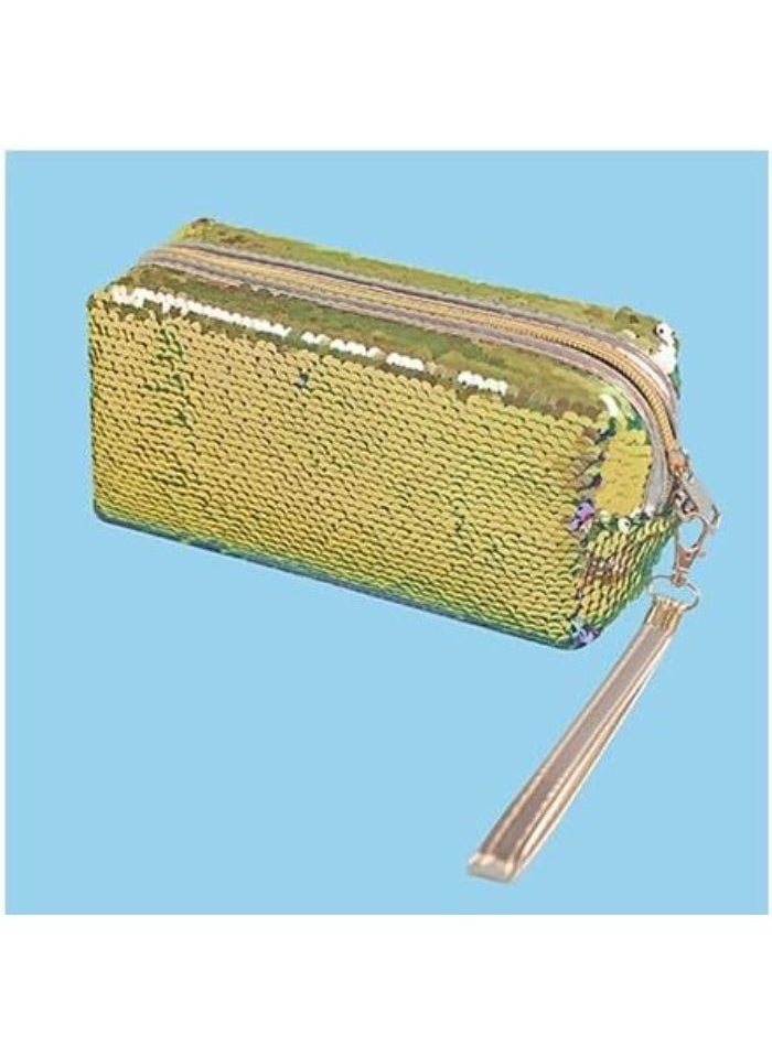 Generic - Sequin Pencil Case, Multifunctional Stationery Bag, Fashion Pencil Case with Zipper for Girls Students (Gold) - Image 1