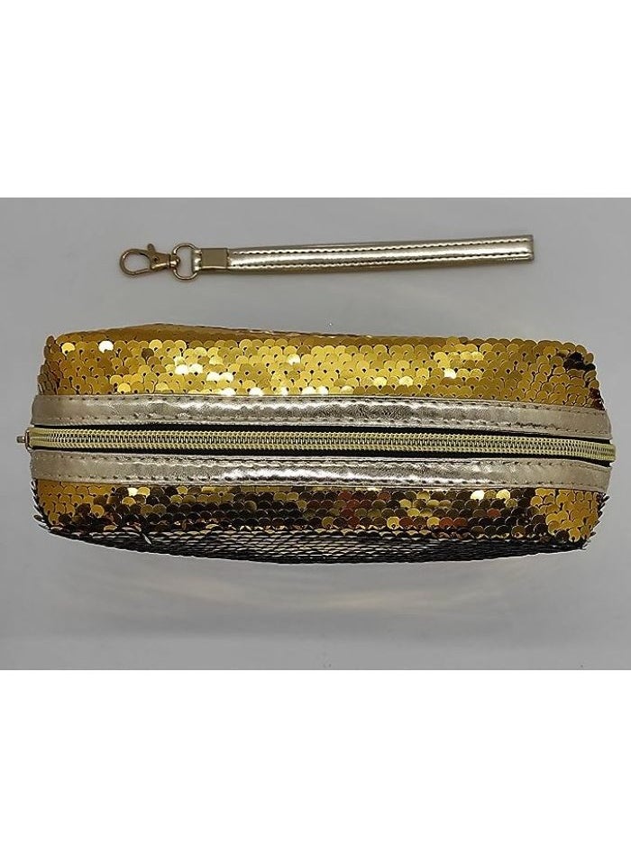 Generic - Sequin Pencil Case, Multifunctional Stationery Bag, Fashion Pencil Case with Zipper for Girls Students (Gold) - Image 1