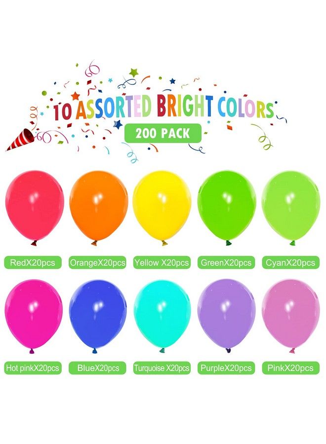 200Pcs Rainbow Balloons Bulk, 5 Inch Small Latex Balloons Assorted Colors For Birthday Baby Shower Wedding Kid Party Decorations